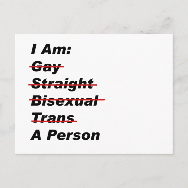 Carte Postale Je Suis Gay, Droit, Bisexuel, Trans, Une Personne (Devant)