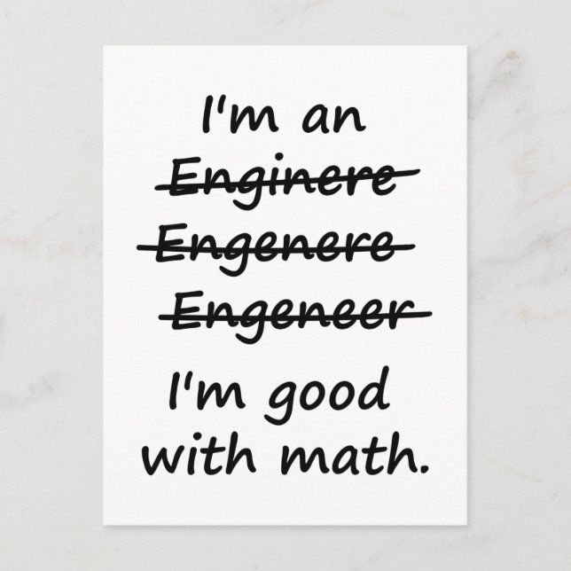 Carte Postale Je suis ingénieur Je suis bon en mathématiques (Devant)