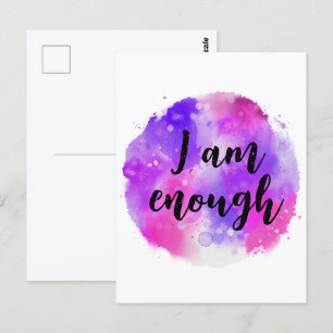 Carte Postale Je Suis Suffisamment Rose Purple Aquarelle Texte S