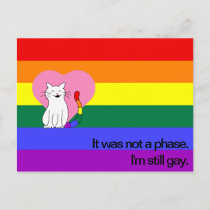 Carte Postale Je suis toujours Gay Chat avec LGBT Pride Rainbow 