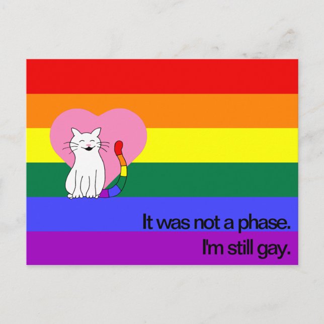 Carte Postale Je suis toujours Gay Chat avec LGBT Pride Rainbow  (Devant)