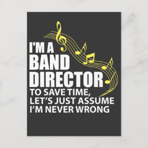 Carte Postale Je suis un directeur de bande Amusante musicienne 