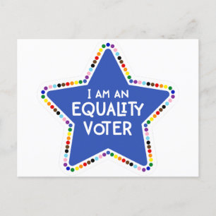 Carte Postale Je suis un électeur d'égalité ! LGBTQ+ Rainbow Sta