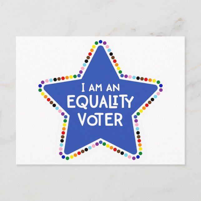 Carte Postale Je suis un électeur d'égalité ! LGBTQ+ Rainbow Sta (Devant)