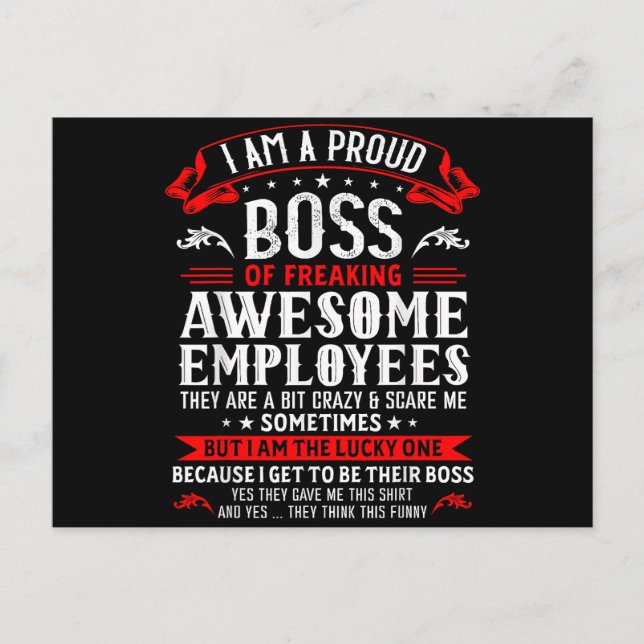 Carte Postale Je Suis Un Patron Fier De Mes Employés Incroyablem (Devant)