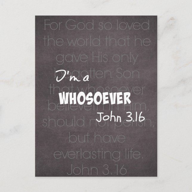 Carte Postale Je suis une personne citant Christian John 3.16 (Devant)