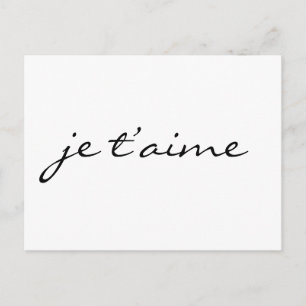 Carte Postale Je t’aime Je t’aime en français Chic Noir & Blanc