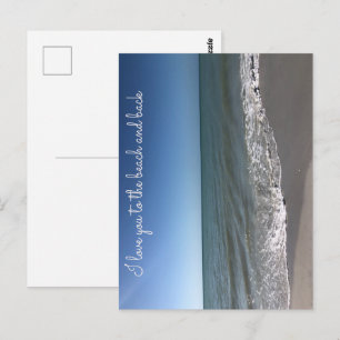 CARTE POSTALE JE T'AIME À LA PLAGE ET À L'ARRIÈRE