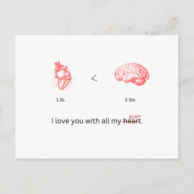Carte Postale Je t'aime avec tout mon hypothalamus (Devant)