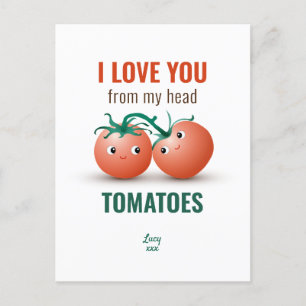 Carte Postale Je t'aime de la tête aux tomates