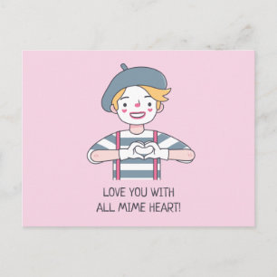 Carte Postale Je t'aime de tout mon cœur de mime, punition d'amo