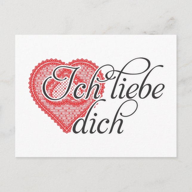 Carte Postale Je t'aime en allemand (Devant)