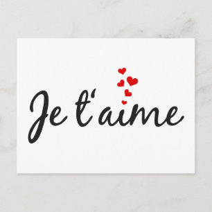 Carte Postale Je t'aime, l'art des mots avec les coeurs