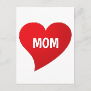 Carte Postale Je t'aime maman, coeur rouge blanc