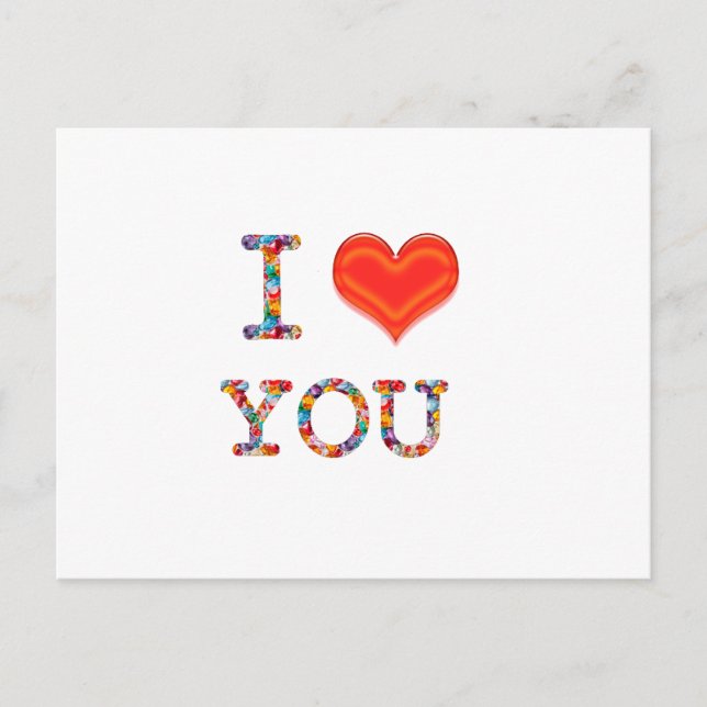 Carte Postale JE T'AIME : Manuscrit élégant de CADEAU Romance de (Devant)