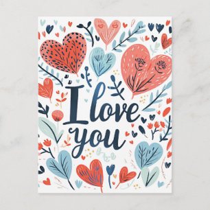 Carte Postale Je t'aime message coloré