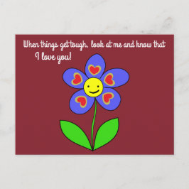 Carte Postale Je t'aime mignon imprimé de fleurs souriantes