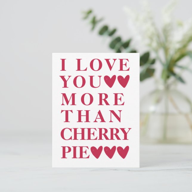 Carte Postale Je T'Aime Plus Que La Tarte Aux Cerises - Mignonne (Debout devant)