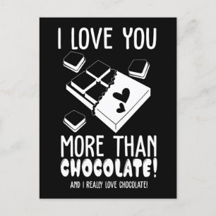 Carte Postale Je t'aime plus que le chocolat en blanc