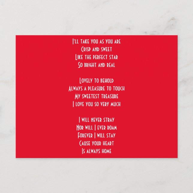 Carte Postale Je t'aime poème (Devant)