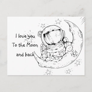 Carte Postale Je t'aime sur la Lune / Astronaut / Amour