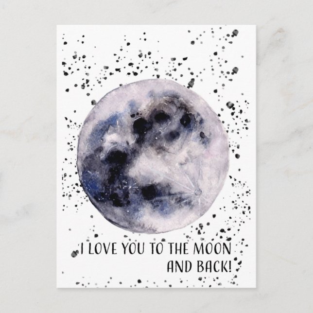 Carte Postale Je t'aime sur la lune et de retour (Devant)