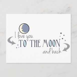 Carte Postale Je t'aime sur la Lune et de retour