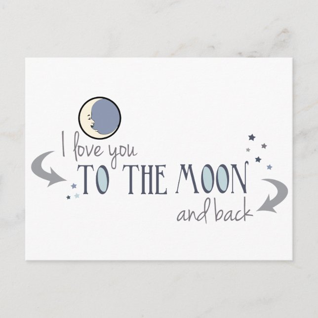 Carte Postale Je t'aime sur la Lune et de retour (Devant)