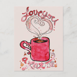 Carte Postale Je t'aime un latte