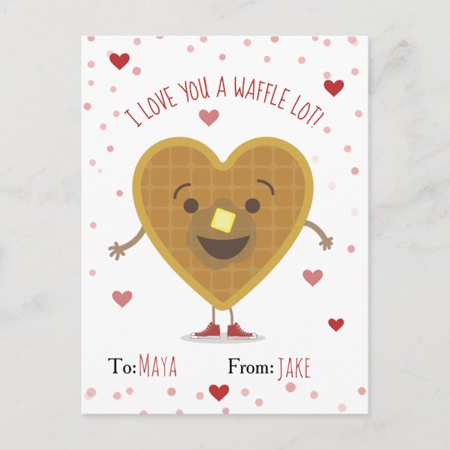 Carte Postale Je T'Aime Une gaufre Lot Coeur Enfants Valentine (Devant)
