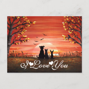 Carte Postale Je t'aime Whimsical coucher de soleil d'automne