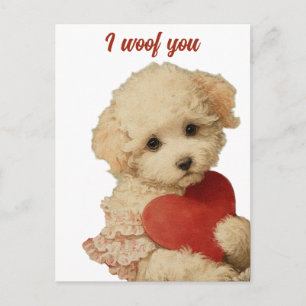 Carte Postale Je te woof Message d'Amour de Chiens Rétro