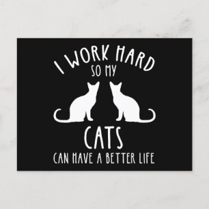 Carte Postale Je Travaille Dur Pour Que Mes Chats Puissent Avoir