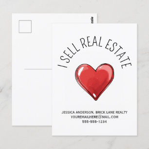 Carte Postale Je vends des biens immobiliers coeur promotionnel