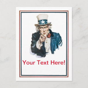 Carte Postale Je veux que vous Oncle Sam Personnalisez votre car