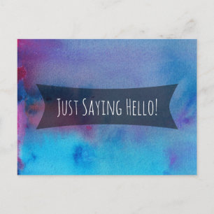 Carte Postale Je Viens De Dire Bonjour Purple Bleu Aquarelle Ros