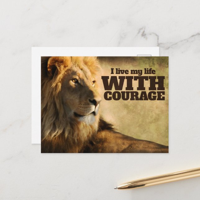 Carte Postale "Je vis avec courage" Motivation Affirmation (Devant/Arrière en situation)