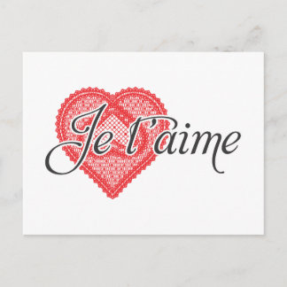 Carte Postale Je vous aime en français - Je t'aime