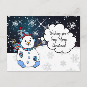 Carte Postale Je vous souhaite un bonhomme de neige de Noël Holl