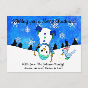 Carte Postale Je vous souhaite un joyeux Noël à l'envers de Snow