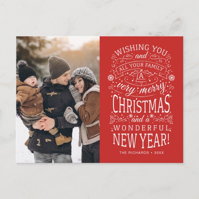 Carte Postale Je vous souhaite une très joyeuse photo de Noël (Devant)