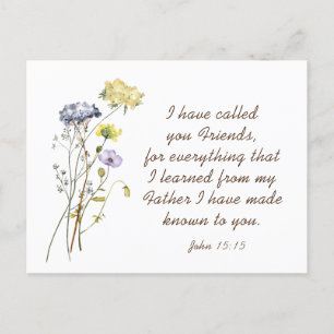 Carte Postale Jean 15:15 Je t'ai appelé amis Bible Verse