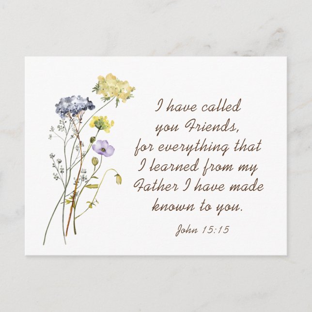 Carte Postale Jean 15:15 Je t'ai appelé amis Bible Verse (Devant)