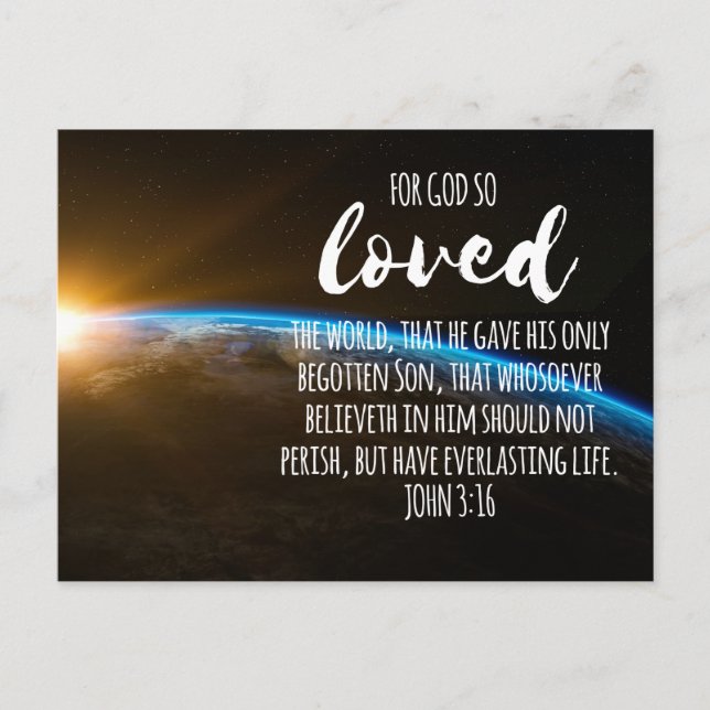 Carte Postale Jean 3:16 Bible Verse Christian (Devant)