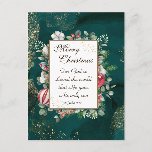 Carte Postale Jean.3:16 Dieu si aimé le monde, Noël (Devant)