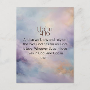 Carte Postale Jean 4:16 Verset biblique sur design aquarelle