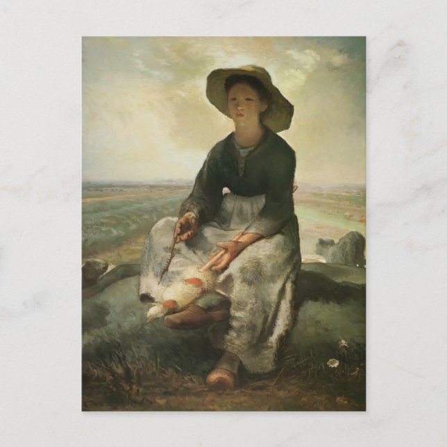 Carte Postale Jean-François Millet - La Jeune Bergère (Devant)