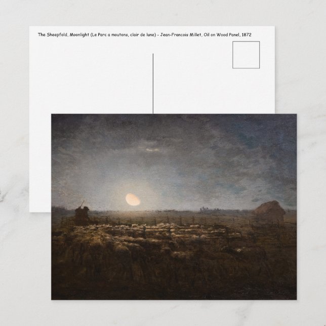Carte Postale Jean-Francois Millet - Plié, Lune 1872 (Devant / Derrière)
