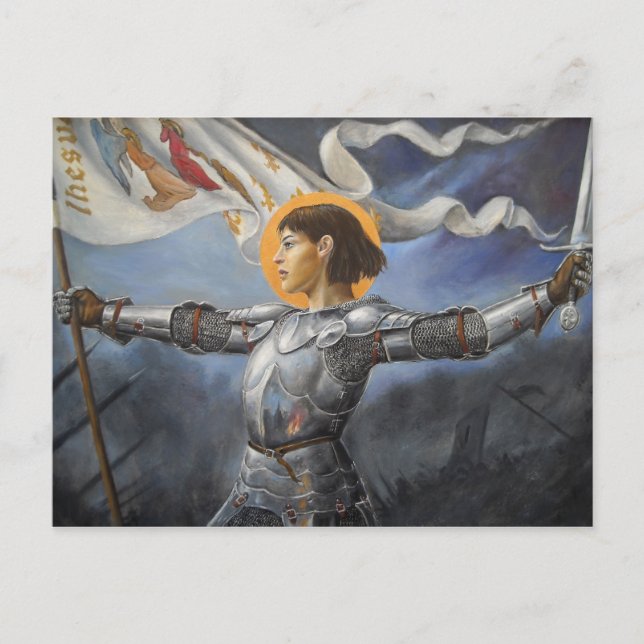 Carte Postale Jeanne d'Arc avec bannière (Devant)
