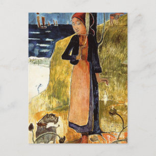 Carte Postale Jeanne d'Arc, ou fille bretonne filant Paul Gaugui